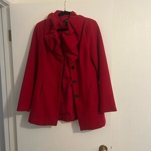 I.N. San Francisco Red Ruffled Coat